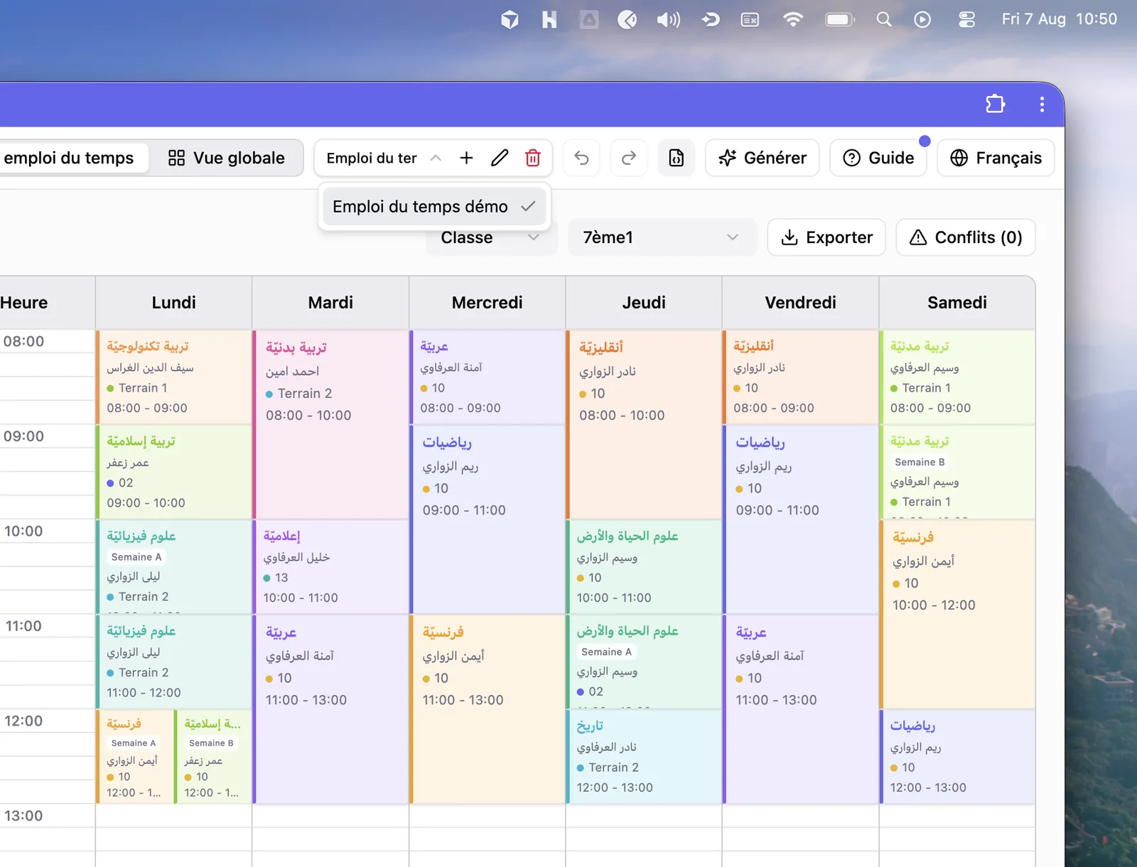 Local offline timetable workspace