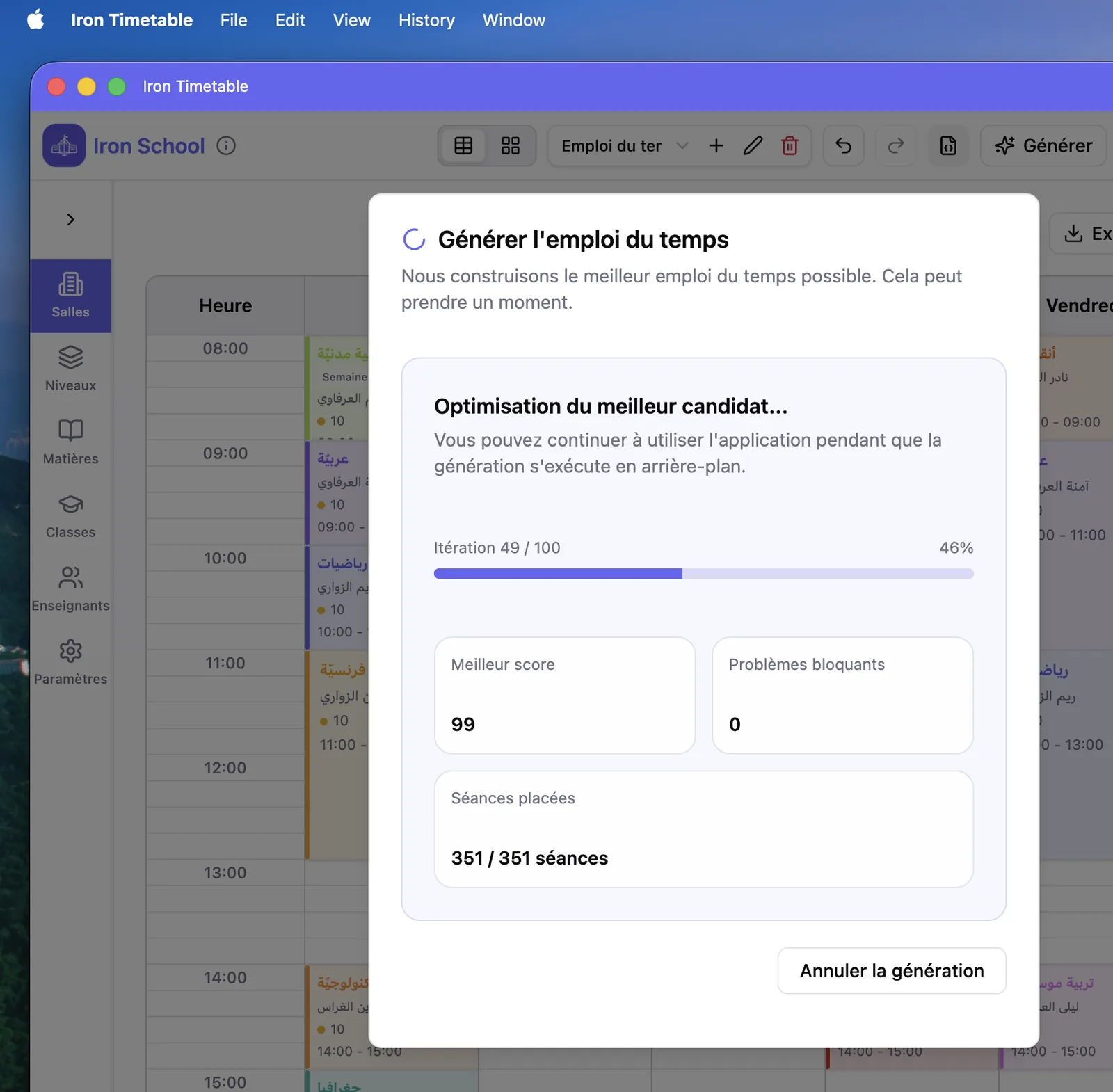 Automatic timetable generation