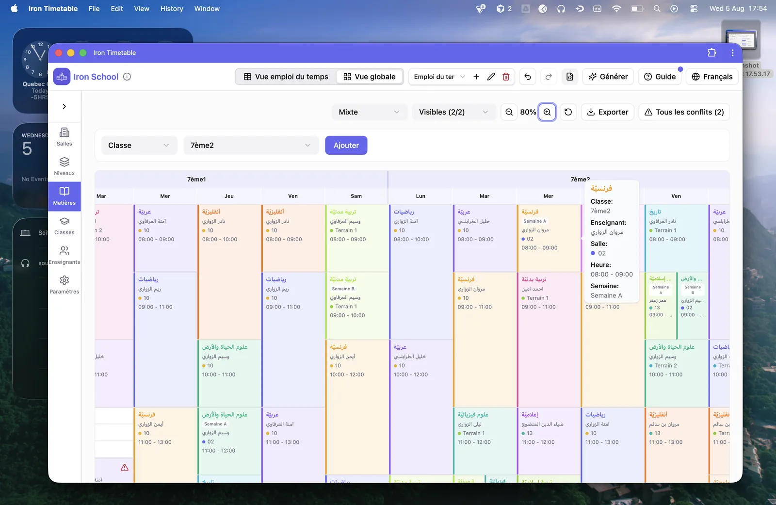 Multi views and timetable export